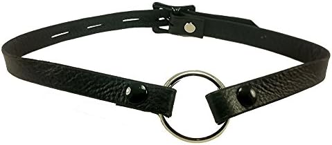 Black leather o ring gag with switchable ring sizes and locking buckle