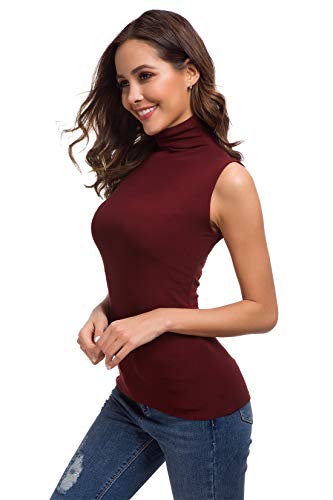 Womens Long Sleeve/Half Sleeve/Sleeveless Mock Turtleneck Crew Stretch Slim T Shirt Layer Top
