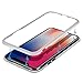 iPhone 8 Plus Case,iPhone 7 Plus Case,Luxury Magnetic Cover Case [Front is Hollow Metal Frame not Full Body Cover]+ [Back is Tempered Glass] [Support Wireless Charging] (Clear Back+Silver Frame)