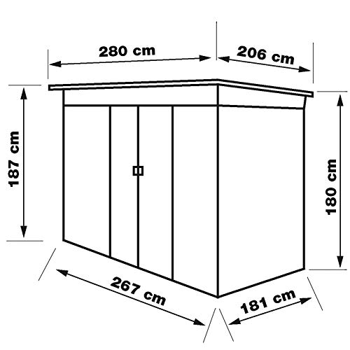 Metall Gerätehaus Geräteschuppen Gartenhaus Schuppen Dublin grau beige 280x206cm – Bild 7