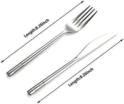 Steak Knife and Fork Cutlery Set, 18/10 Stainless Steel Silverware Steak Knives and Forks, 8-Piece (ZHENFAN)