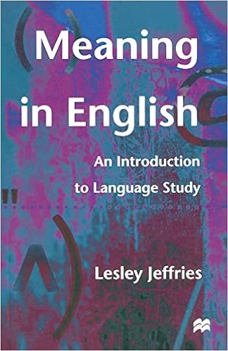 Meaning In English An Introduction To Language Study Amazon Co Uk Jeffries Lesley Books