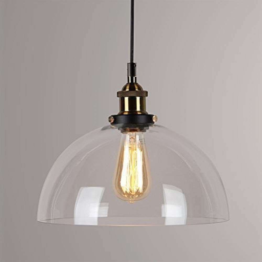 Glass Pendant Lamp Lantu Creative Vintage Industrial Metal Handmade Simple Transparent Glass Adjustable Chandelier Shade Loft Pendant Lamp Retro Ceiling Lamp Vintage Lamp