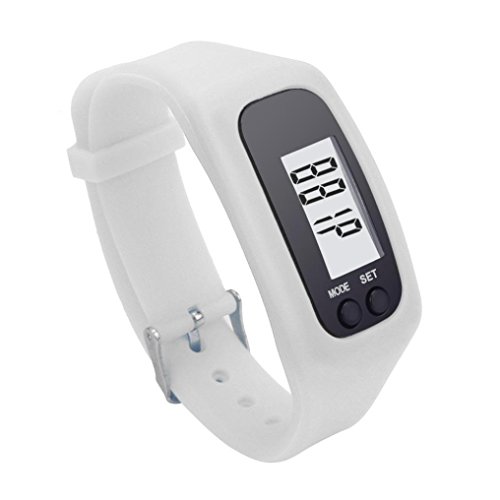 Voberry Digital LCD Pedometer Run Step Walking Distance Calorie Counter Watch Bracelet (White) - Thumbnail 3
