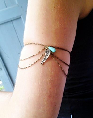 Armlet Slave Bracelet Chain upper arm Moroccan Swirl Charm handmade bohemian boho vintage fashion (M 10-12")