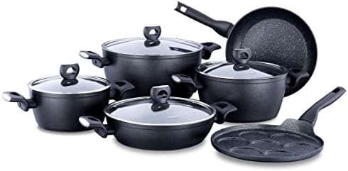 Korkmaz Nora Black XL 10 Pcs Cookware Set price in Egypt | Amazon Egypt ...