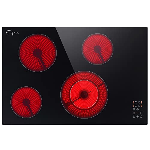 Empava 30Inch Electric Radiant Cooktop 4 Burners Stove Top 6700W with