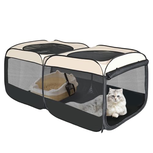2-in-1 Dog Playpen 58''Pop Up Cat Pet Playpen, Assembly-Free Indoor Outdoor Kit…