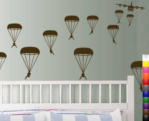 StikEez Brown Military Paratroopers 12-Pack Wall Decals