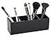 Unum Large Black Makeup Brush Holder Organizer - Thick Sturdy Acrylic - 4 Compartment Makeup Brush Storage for Oval Brushes, Cosmetic Tools - Includes Makeup Brush Cleaner, 9