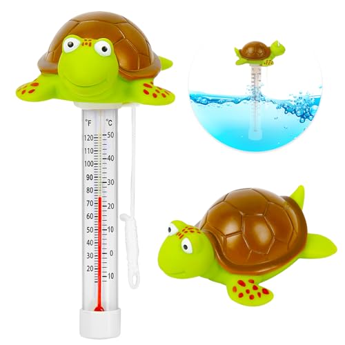 XY-WQ Floating Pool Thermometer, Large Size Easy Read for Water Temperature with String - Swimming Pools, Spas, Hot Tubs, Ponds (Turtle)