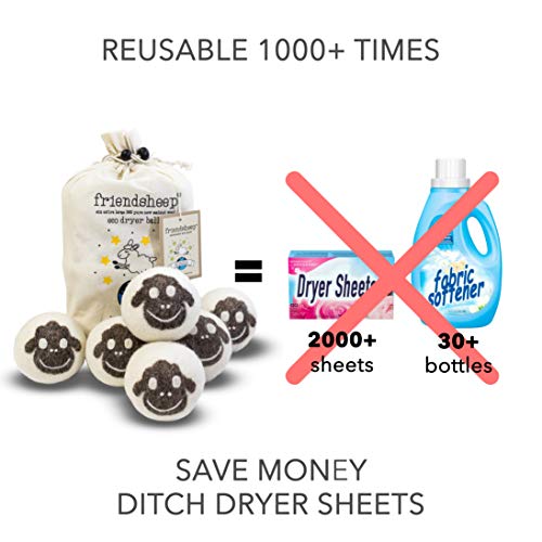 Friendsheep Wool Dryer Balls 6 Pack XL Organic Premium Reusable Cruelty Free Handmade Fair Trade No Lint Fabric Softener Color Brown Beige - Natural - View #5