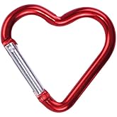 Carabiner Clip, Heart Shaped Climbing Buckle, Aluminum Alloy Heavy Duty Keyring Hook for Camping Fishing Hiking Traveling Aluminum Key Chain Clip Accessories
