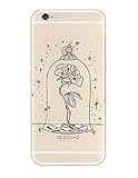iPhone 6 Case, DECO FAIRYÂ® Protective Case Bumper[Scratch-Resistant] [Perfect Fit] Translucent Silicone Clear Case Gel Cover for Apple iPhone 6 (Black Rose Outline iPhone 6 4.7)