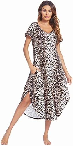 Ekouaer Nightgown Womens V Neck Long 
