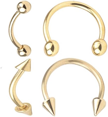 FB 16G Surgical Steel Nose Rings Hoop Eyebrow Piercing Jewelry Curved Barbell Eyebrow Tragus Lip Ring Ring