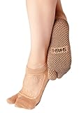Shashi Nude Glitter Mesh Non Slip Split Toe Ergonomic Sock Pilates Barre Yoga