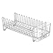 mDesign Kitchen Sink Dish Drainer – Small Metal and Plastic Dish Rack for Kitchen Sink – Ideal for Plates and Cutlery Basket – Chrome/Clear