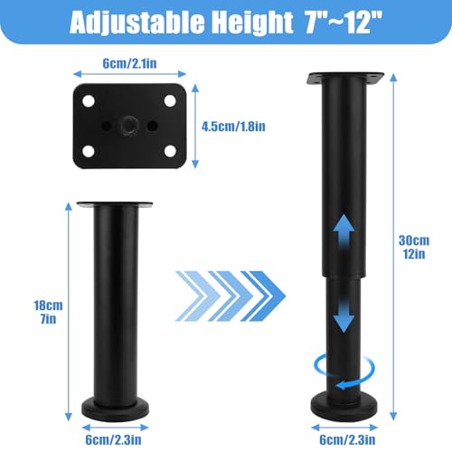 Yosoo Health Gear 4 x Adjustable Furniture Legs 18-30 cm for Kitchen Shelves, Sofa, Table, Chair, Desk, Cupboard, Support Weight 600LB, Bathroom Furniture Legs