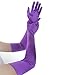JISEN Women 20s Satin gloves Formal Bridal Banquet Party Wedding Opera Colorful Mitten 22 Inch Purple