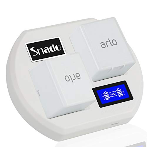 Charging Station Compatible Arlo Rechargable Batteries, Snado LCD Display Charger Compatible Arlo Security Light & Arlo Pro Smart Home Cameras & Arlo Pro 2 & Arlo Go Batteries VMA4410 ALS1101 (White)