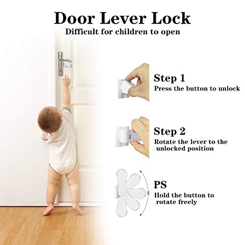 Door Lever Lock Baby Proofing Door handle Lock,Childproofing Door Knob Lock,Adhesive Door Handle Simple Install No Tools Needed (4 pack) - Thumbnail 6