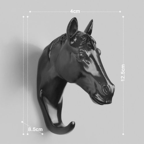 Creative Wall Decorations Animal Head Shaped Single Wall Hook / Hanger Resin Material for Hanging Clothes Coat Hats Keys Bags Purse Towels (Black Horse)