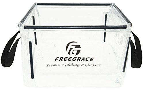 Premium Folding Wash Basin By Freegrace - Collapsible Water Sink Container - Lightweight & Durable Transparent Plastic - Wash Dishes Everywhere - Suitable For Camping, Travel & Outdoor Activities