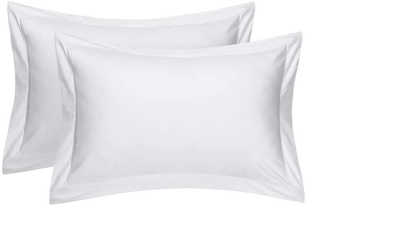 Rayyan Linen Oxford Pair of Pillowcases White 100% Egyptian Cotton 200 Thread Counts Size 50 x 75cm - 2 Pack Pillow Cases
