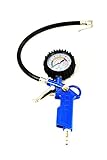 Yuanshikj Heavy Duty 220 PSI Tire Inflator Gauge Quick Connect Coupler , 3-in-1 Inflation Gun, Locking Chuck and 2-inch Gauge, 1/4" NPT and Flexible Hose ()