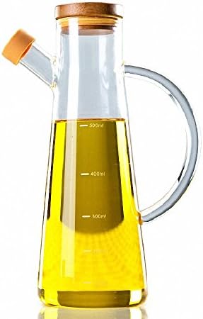 Olive Oil Dispenser Bottle, 17 Oz Condiment Oil Glass Bottle