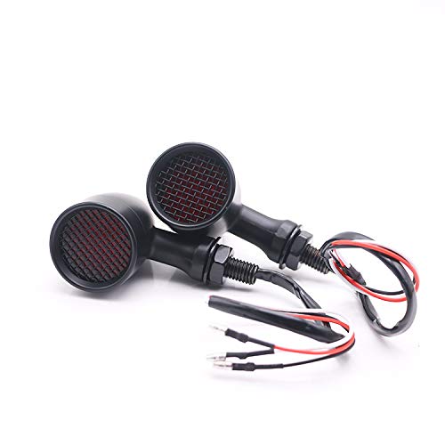 Black+Red Bullet Grid Turn Signals Indicator Light For Universal Motorcycles
