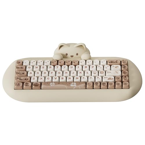 YUNZII C68 Wireless Mechanical Keyboard, 65% Gaming Keyboard Hot Swap,Triple Mode BT5.0/2.4G/Wired,RGB Backlit NKRO,Cute Cat Silicone Ergonomic Keyboard for Win/Mac(Caramel Coffee Switch,Brown)