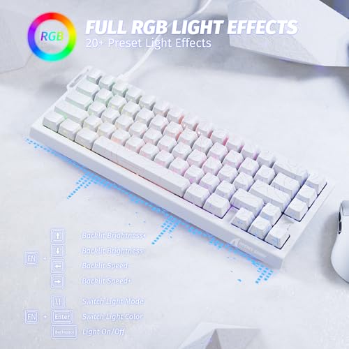 ATTACK SHARK X68 HE 8000Hz Rapid Trigger Keyboard, 0.01mm RT Accuracy Wired Gaming Keyboard with Magnetic Switch, Adjustable Actuation, Rapid Trigger, Snap Tap, RGB Lighting for PC/Mac, White Contours
