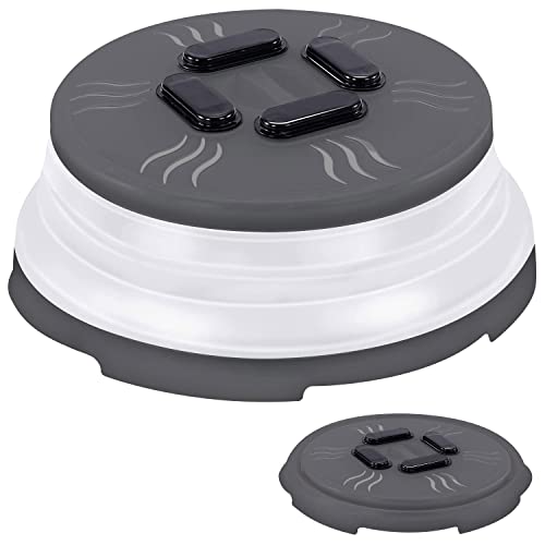 Hover Cover Collapsible Magnetic Splatter Cover, 10-Inch Clear BPA-Free Food Lid Vented Plate Guard with Steam Vents, Anti-Splash Microwave Lid, Dishwasher Safe Space-Saving Magnetic Storage, Charcoal