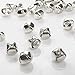 50 Pack 1 Inch Jingle Bells Christmas Silver Jingle Bells For Craft Festival Decoration With 30 Meter Red Cord and 12 Bowknots