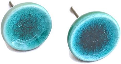 StarZebra Set of 2 - Handmade Hand-painted Ceramic Knobs &amp; Pulls - Decorative Handles for Cabinets / Dressers / Drawers. Home Decor - Blue Coral