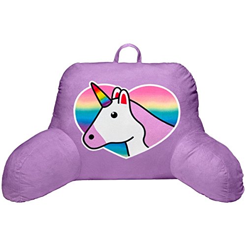 3C4G Unicorn Dreams Bed Rest Pillow, 17" Tall x 21" Wide with an Overall Width of 30", Purple