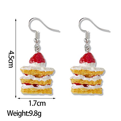 Strawberry Cake Earrings Lightweight Resin Pendant Earrings Cute Mini Imitation Food Earrings For Girls And Women Cake Dessert Earrings - Thumbnail 2