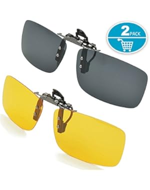 Clip-on Sunglasses, Splaks Unisex Polarized Frameless Rectangle Lens Flip Up Clip on Prescription Sunglasses Eyeglass...