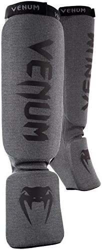 Venum Shinguards Kontact Shin Instep Guards Grey Black Kickboxing Striking MMA Sold by MinotaurFightSto