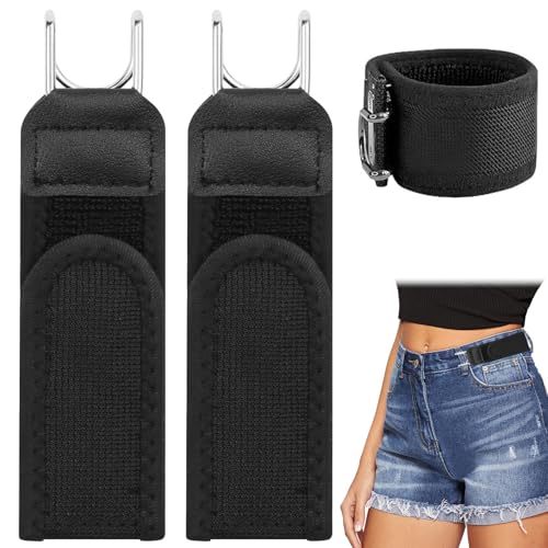 Puasok 2 Pieces Belt Without Buckle Kit, Elastic Tactical Belt with Metal Hook, Invisible Waist Belt for Men and Women, for Work, Leisure