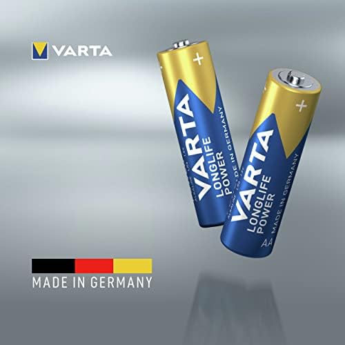 Pila Longlife Power AA LR6 (paquete de 12 unidades), pila alcalina - «Made in Germany» - Adecuado para juguetes, linternas, mandos y otros aparatos que funcionan con pilas