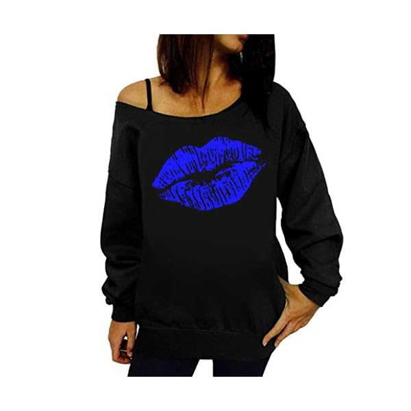 Goddessvan Women Lip Printed Long Sleeve Sweatshirt Pullover Tops Blouse Shirt (Red, L) - Image 4