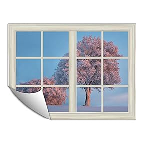 Wall Paper Small Wall Mural Snowscape Out of The Window Wall Art Removable Wall Decoration for Bedroom Living Room - 24x32 inches