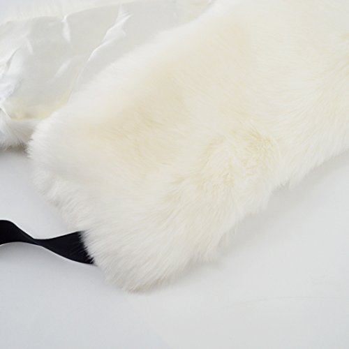 Felice Womens Faux Fur Ball Collar Scarf Warp Winter Neck Warmer (white)