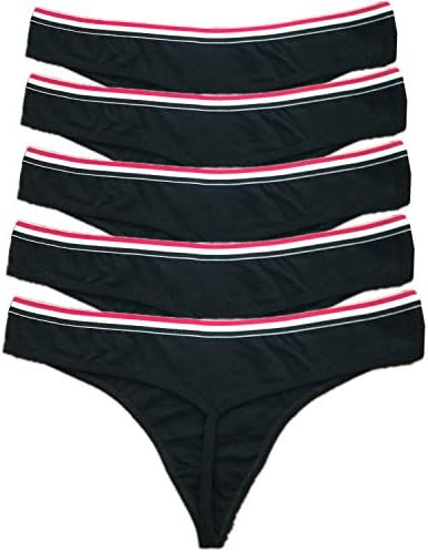 Zofirao 5 Pack Women's Black White Red Panties Cotton Spandex Thongs Underwear G-Strings