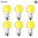 Philips LED 463190 60 Watt Equivalent Yellow A19 LED Bug Light Bulb, 6 Pack, Piece