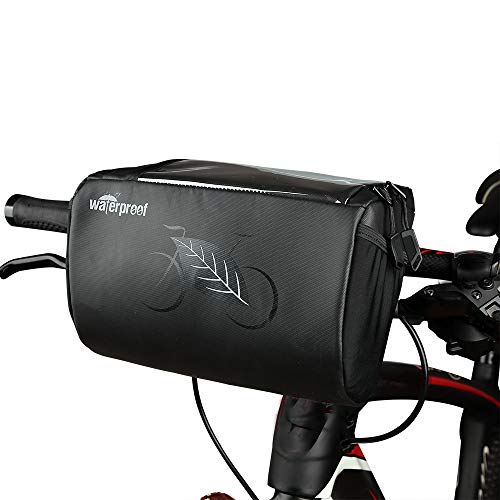 UiiziC Bike Front Basket Frame Handlebar Bag Waterproof Phone Touch Screen Holder Bicycle Pack with Two Pockets