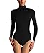LOTMART Ladies NYLON Turtleneck Bodysuit Womens Long Sleeve Seemless Leotard Top